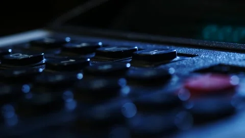 Buttons of the old black calculator close-up Stock Footage 252037658