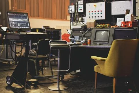 Buttons to operate performance backstage Stock Photos