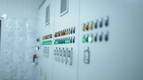 Buttons panel in modern factory Stock Footage 85682724