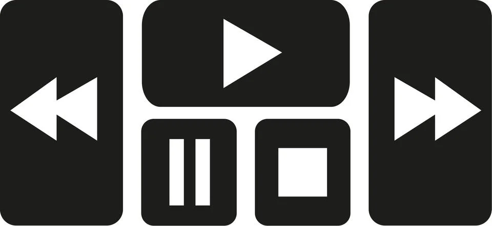 Buttons for player play stop forward Stock Illustration