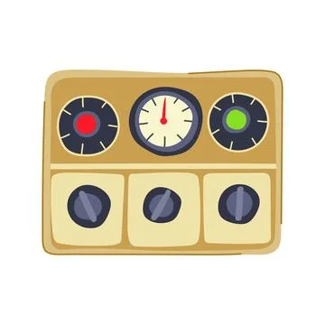 Buttons retro control panel cartoon vector illustration Stock Illustration