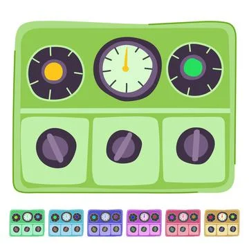 Buttons retro control panel vector cartoon graphic イラスト素材