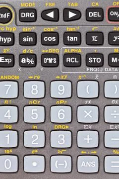 Buttons of scientific calculator with mathematical function Fotos de archivo