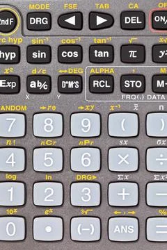 Buttons of scientific calculator with mathematical function buttons of sci... Fotos de archivo