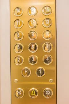 Buttons for selecting floors in the elevator 스톡 사진