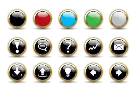 Buttons set collection with blank Stock Illustration