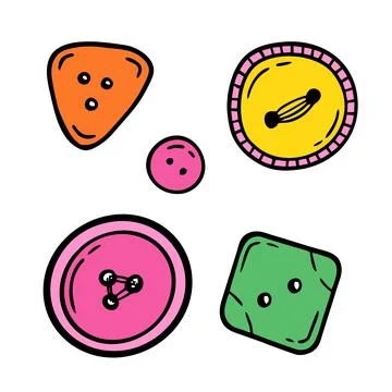 Buttons set. Hand made needlework doodles Vector illustration on white Stock Illustration