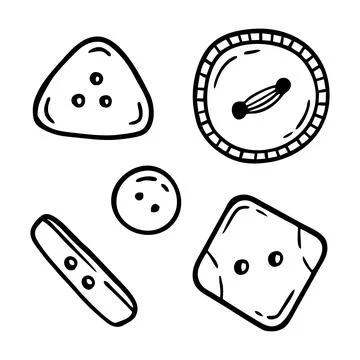 Buttons set. Hand made needlework doodles Vector illustration Stock Illustration