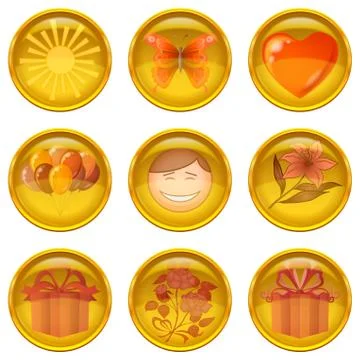 Buttons set, holiday Stock Illustration