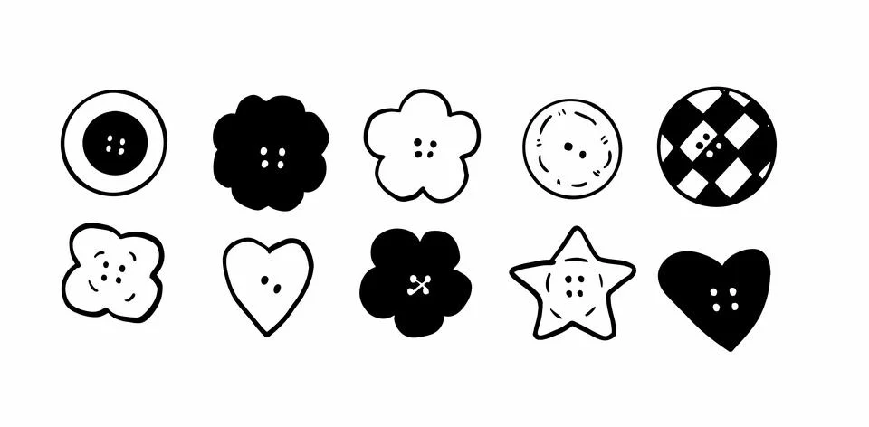 Buttons Set Illustration | Doodle Vector for Sewing and Craft Designs Stock-Illustration