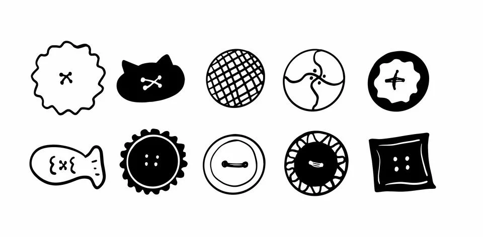 Buttons Set Illustration | Doodle Vector for Sewing and Craft Designs Stock-Illustration