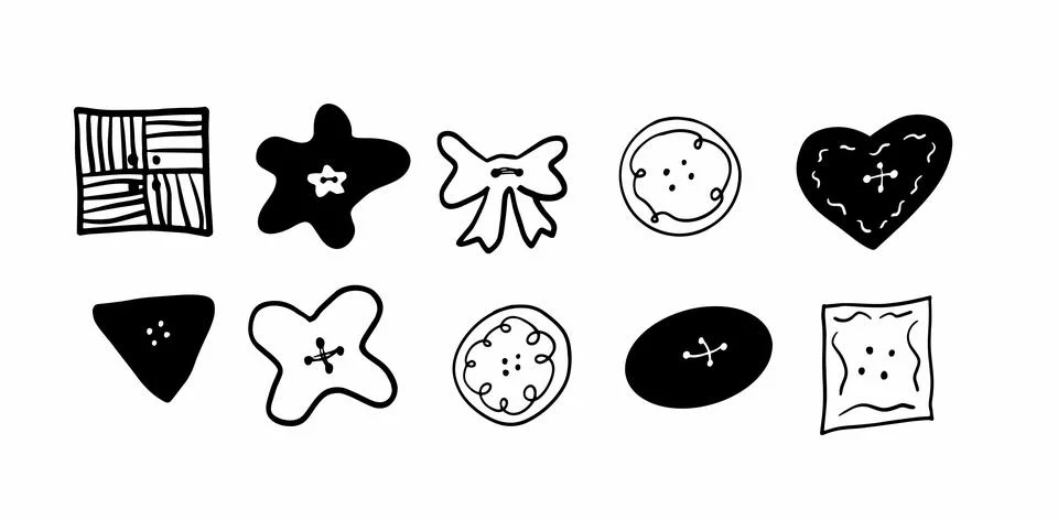 Buttons Set Illustration | Doodle Vector for Sewing and Craft Designs Stock-Illustration