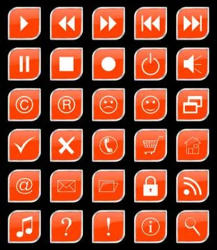 Buttons set orange Stock Illustration