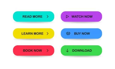 Buttons set. Read Learn more Book Watch Buy Download now Vector EPS 10 Stock Illustration