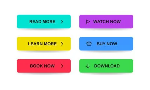 Buttons set. Read Learn more Book Watch Buy Download now Vector EPS 10 Stock Illustration