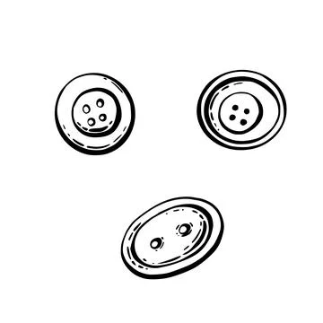 Buttons set. Round sewing item with holes. Hobby handicrafts and sewing object Stock Illustration