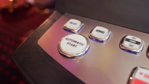 Buttons in the slot machine which is located in the casino to win you need luck Stock Footage 201876902