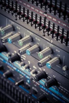 Buttons in sound studio Stock Photos