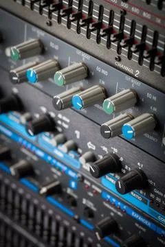 Buttons in sound studio Stock Photos