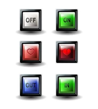 On off buttons square Stock Illustration