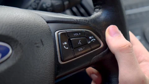 Buttons on the steering wheel in the car Stock Footage 271068691