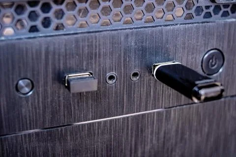 Buttons on the system unit of the computer Stock Photos