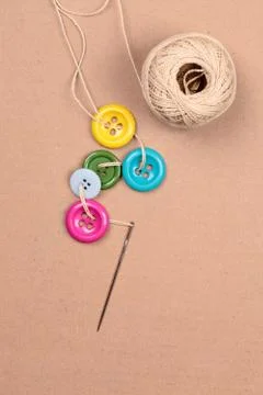 Buttons thread Stock Photos