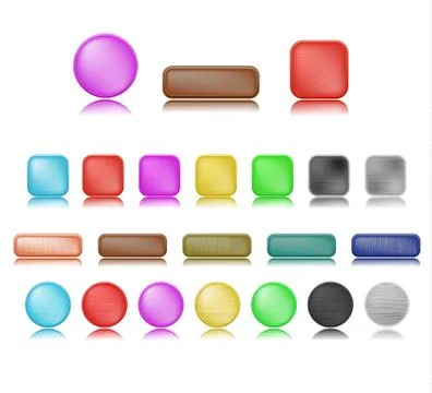 Buttons with various shape and color Stock Illustration