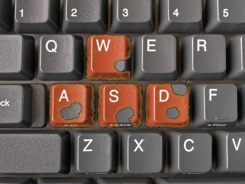 Buttons WASD on keyboard with burning edges Buttons WASD on keyboard with ... Stock Photos