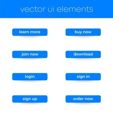 Buttons for web and apps, vector ui elements Stock Illustration