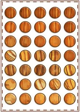Buttons with wood texture. Stock Illustration