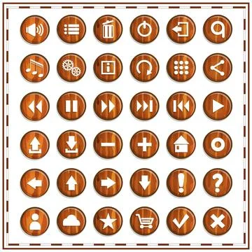 Buttons with wood texture. Stock Illustration