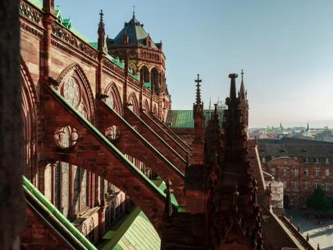 Buttresses and other Gothic elements of the tallest cathedral, Strasbourg. 写真素材