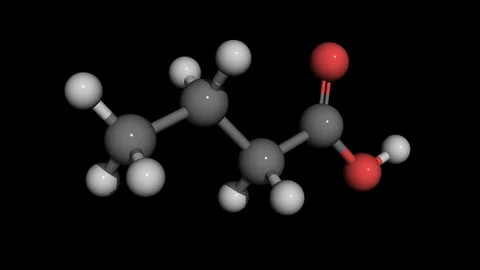 Butyric acid molecule model rotating Stock Footage 95970854