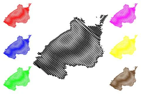 Buxar district (Bihar State, Patna division, Republic of India) map vector il Stock Illustration