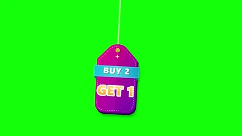 Buy 2 get 1 free sale tag animation on green screen for e-commerce marketin.. Stock-Footage 337553241