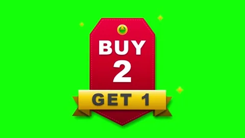 Buy 2 get 1 free promotional sale tag animation on green screen for e-comme.. Stock Footage 337553282
