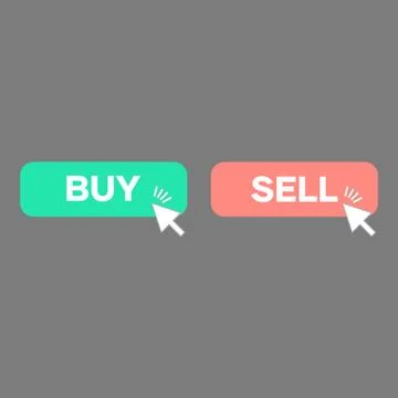 Buy and sell button, button for trading, exchange, market, vector illustratio Illustrazione stock