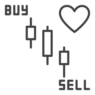 Buy and Sell Candlestick Pattern Chart and Heart vector linear icon or symbol Illustrazione stock