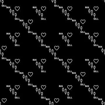 Buy and Sell Candlestick Pattern Chart and Heart vector linear seamless patte Stock Illustration