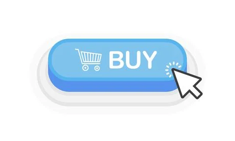 Buy blue 3D button in flat style isolated on white background. Vector illustr Stock Illustration