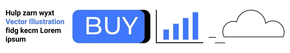 Buy button, bar chart, and cloud elements. Ideal for e-commerce, data analysi Stock Illustration