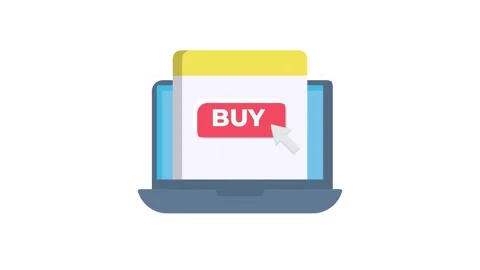 Buy button displayed on a laptop screen, indicating an online shopping option Stock Footage 332352814