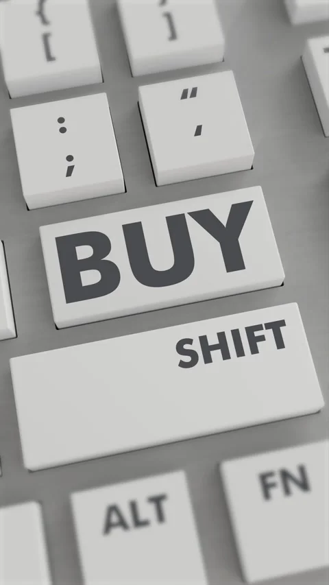 BUY BUTTON PRESSING ON KEYBOARD Vertical Video Stock Footage 302438244