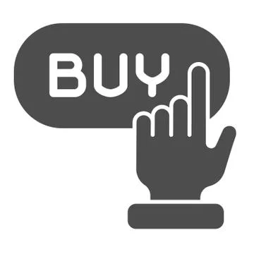 Buy button solid icon. Online shop vector illustration isolated on white. Hand Stock Illustration