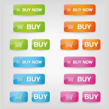 Buy buttons in different colors Stock Illustration