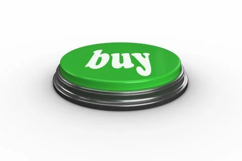 Buy on digitally generated green push button Stock Illustration