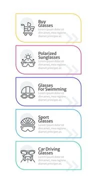 Buy glasses infographic rounded rectangles Illustrazione stock