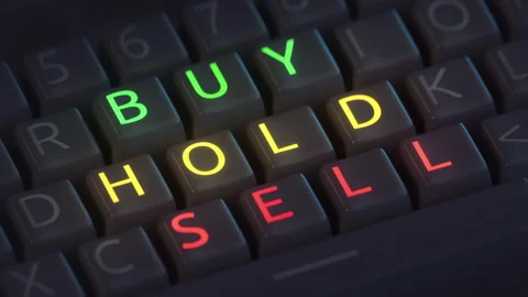 Buy hold sell options on computer keyboard seamless loop 3D render animation Stock Footage 259073846
