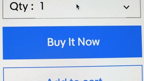 Buy it Now - text on virtual button in website, macro shot. Online Shopping Stock Footage 91710503
